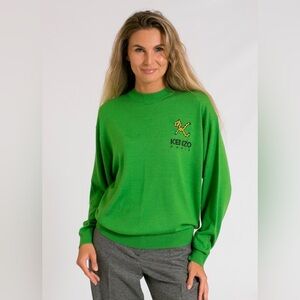 KENZO Paris Oversized Tigar Tail K Wool Sweater - Grass Green